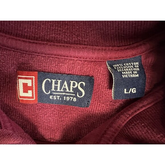 Chaps Mens Quarter Zip Sweater~Size Lrg~Maroon Long Sleeve Layering Shirt L5 16 - Picture 11 of 11